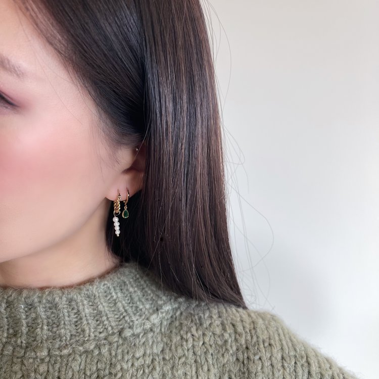 Gold Pearl Twisted Earrings