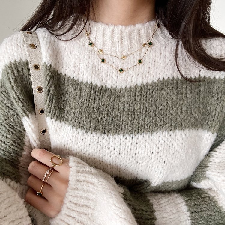 Gold Textured Clovers Necklace