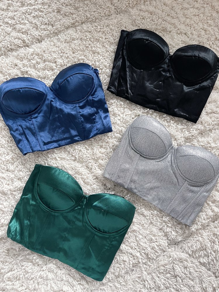 Love Satin Corset Top / Black