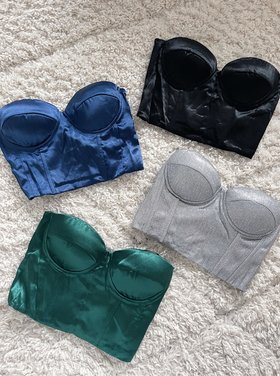 Love Satin Corset Top / Green