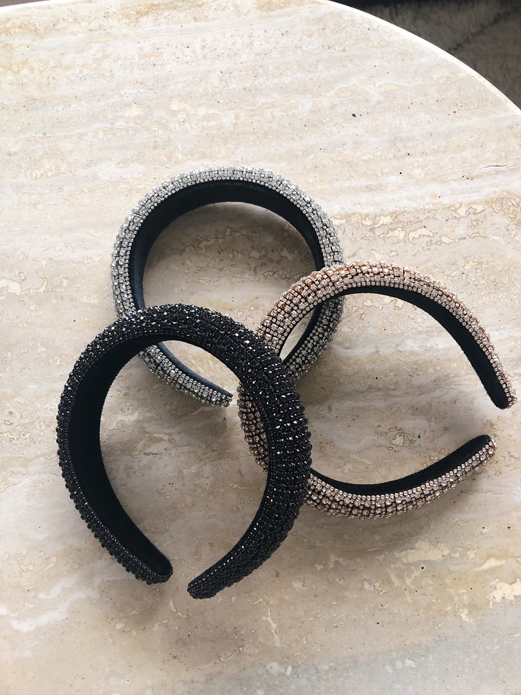 Louella Rhinestone Headband / Black