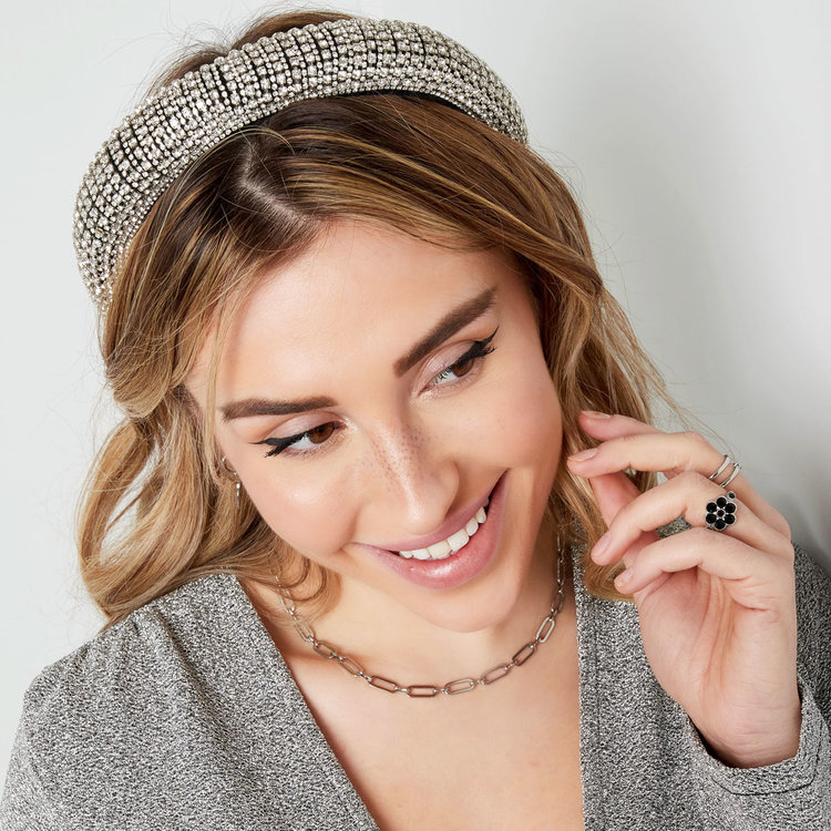 Louella Rhinestone Headband / Silver