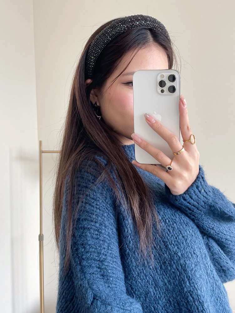 Louella Rhinestone Headband / Black