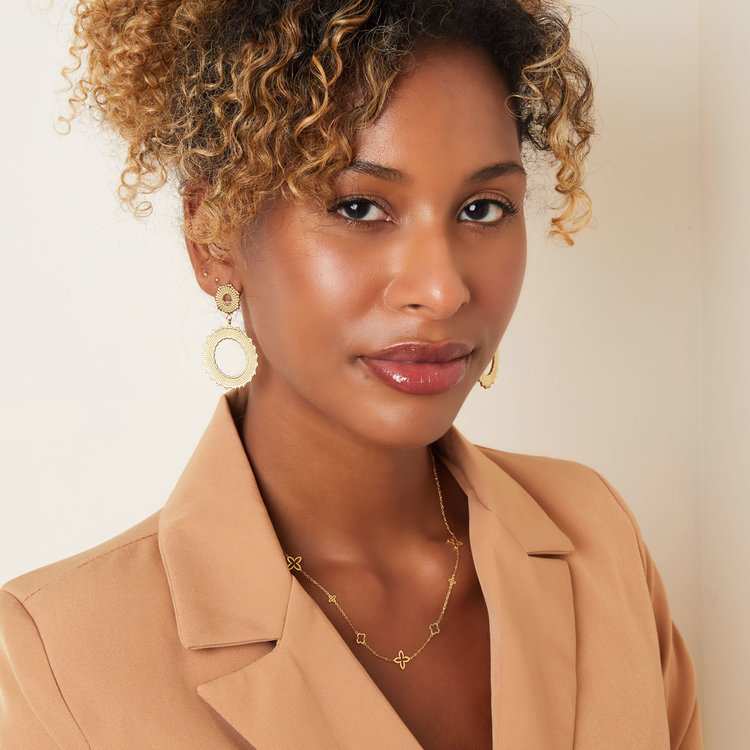 Gold Mixed Clovers Necklace