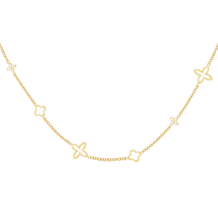 Gold Mixed Clovers Necklace