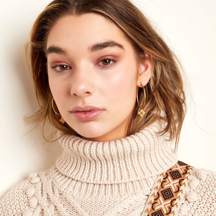 Silver Large Clover Hoop Earrings