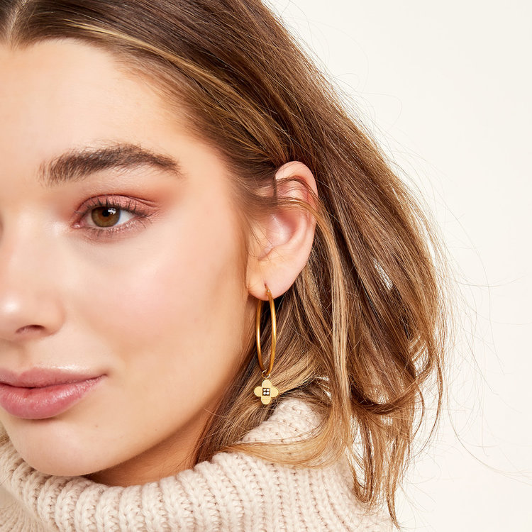 Silver Large Clover Hoop Earrings