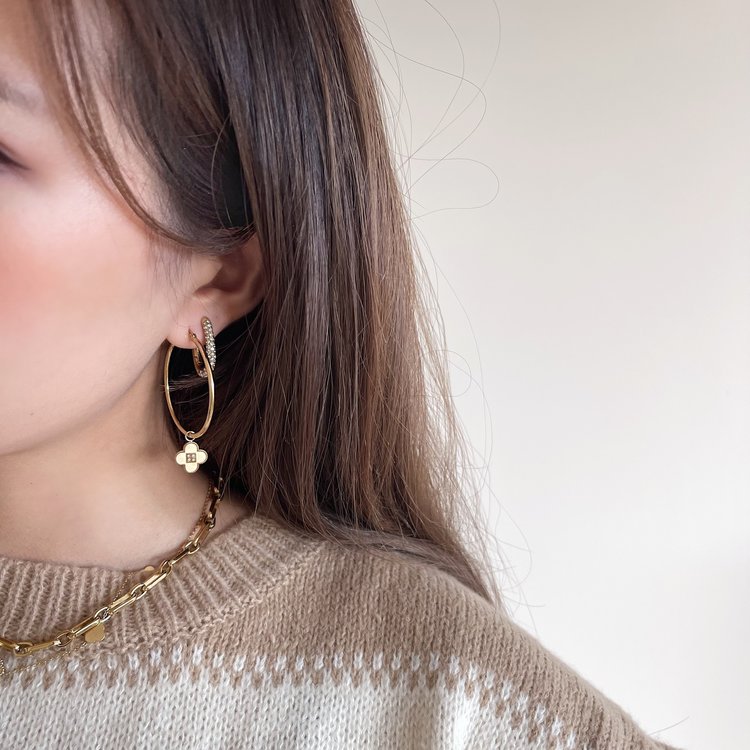 Silver Large Clover Hoop Earrings