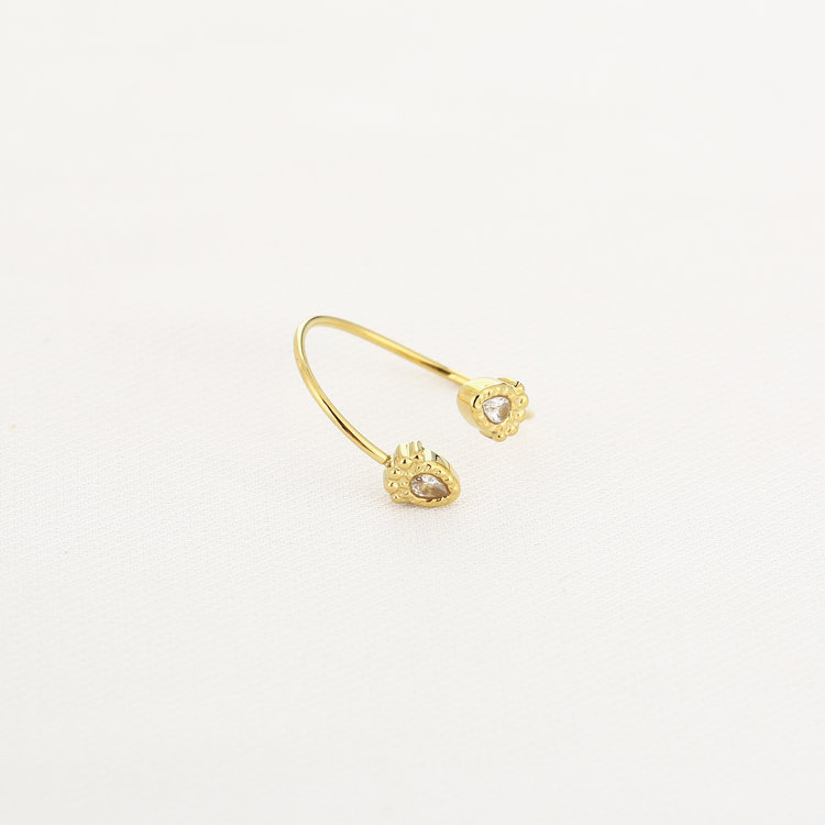 Gold Gemstone Wrap Ring / White