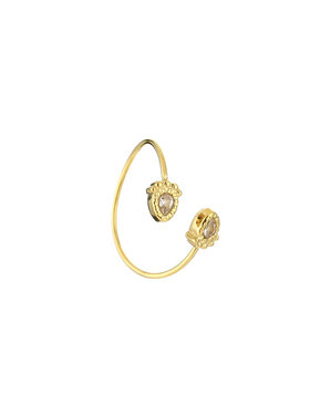 Gold Gemstone Wrap Ring / White