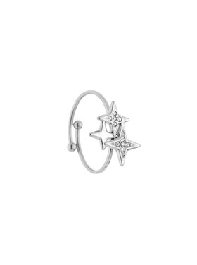 Silver Three Sparkle Stars Ring