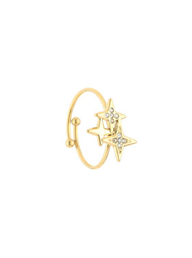 Gold Three Sparkle Stars Ring