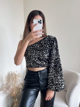 Juju Sequin Crop Top / Silver