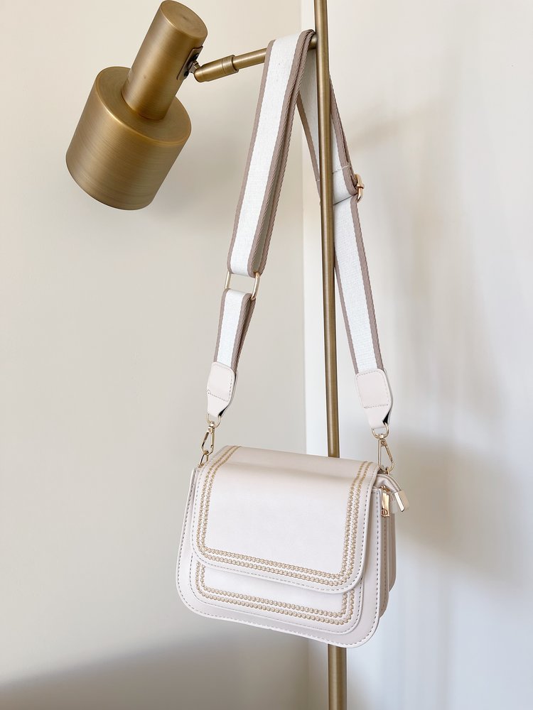 Gisa Stitched Crossbody Bag / Beige