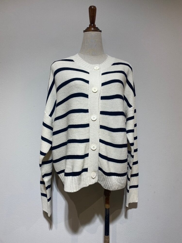 Ruth Striped Cardigan / Ecru