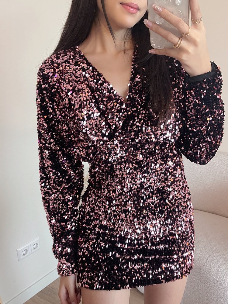Jade Sequin Dress / Pink