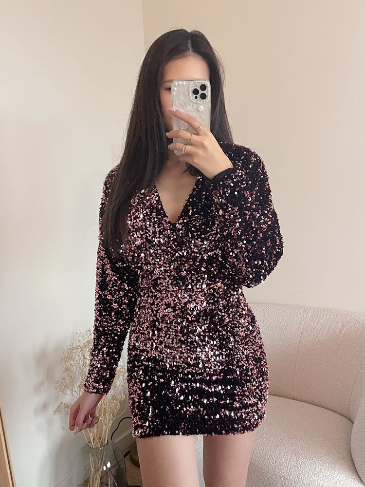 Jade Sequin Dress / Pink