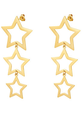 Gold Bold Triple Stars Earrings