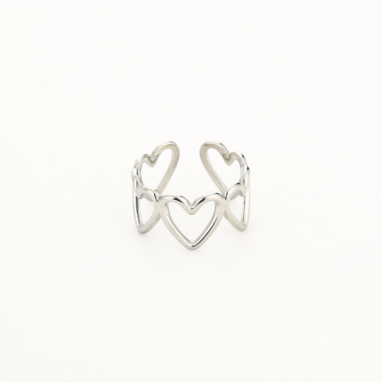 Silver Full Of Hearts Ring