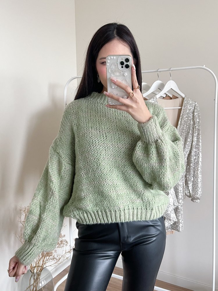 Elona Oversized Knit Sweater / Green