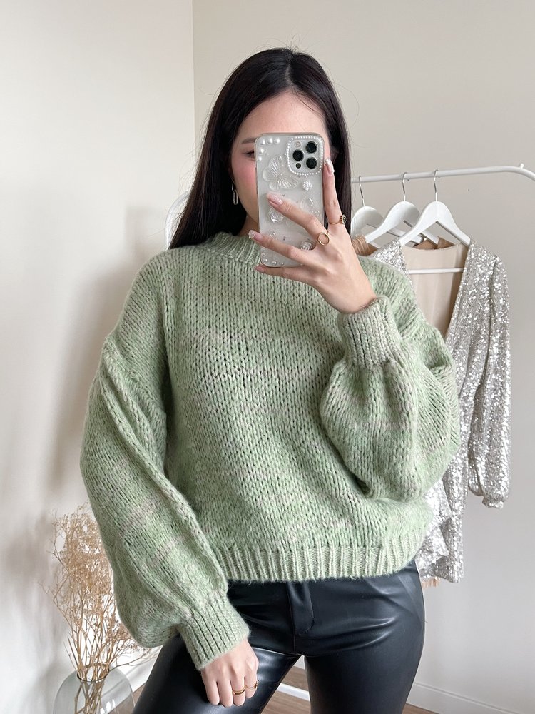 Elona Oversized Knit Sweater / Green