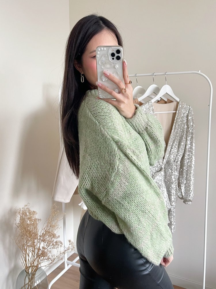 Elona Oversized Knit Sweater / Green