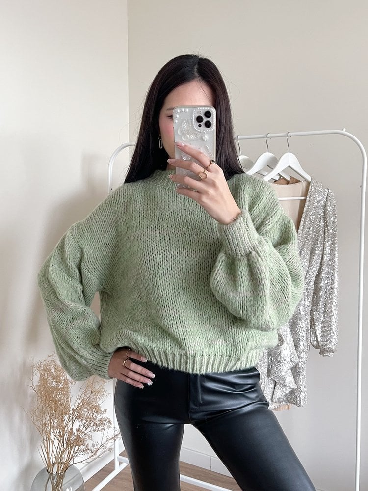Elona Oversized Knit Sweater / Green