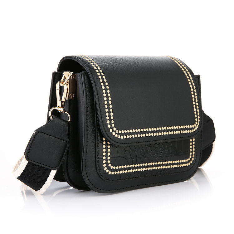 Inaya Stitched Crossbody Bag / Black