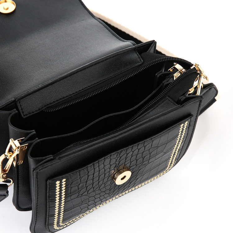 Inaya Stitched Crossbody Bag / Black