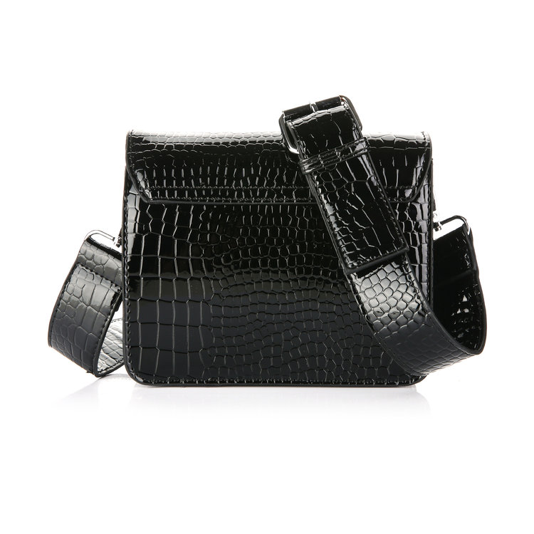 Vayna Croco Crossbody Bag / Black