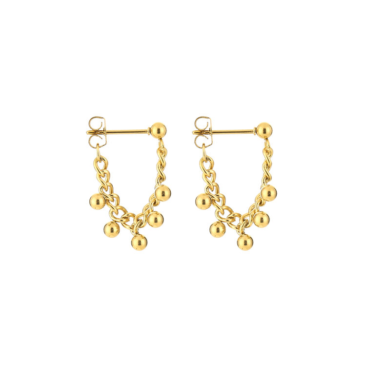 Gold Tiny Ball Chain Earrings