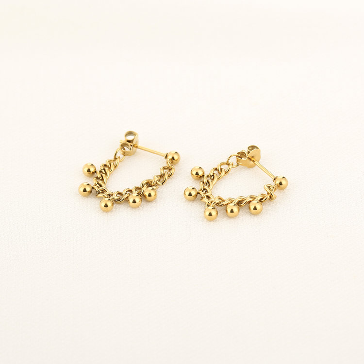 Gold Tiny Ball Chain Earrings