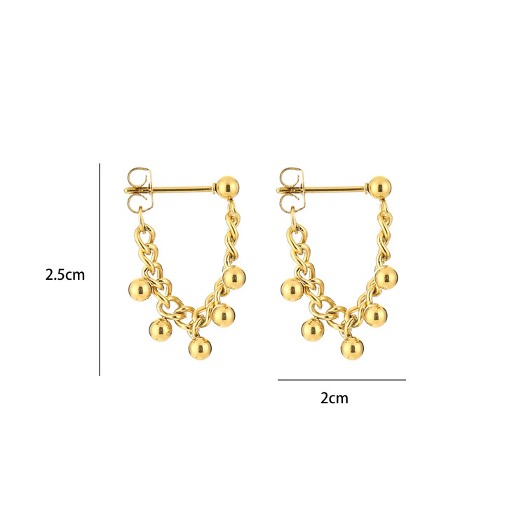 Gold Tiny Ball Chain Earrings