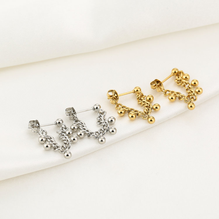 Gold Tiny Ball Chain Earrings