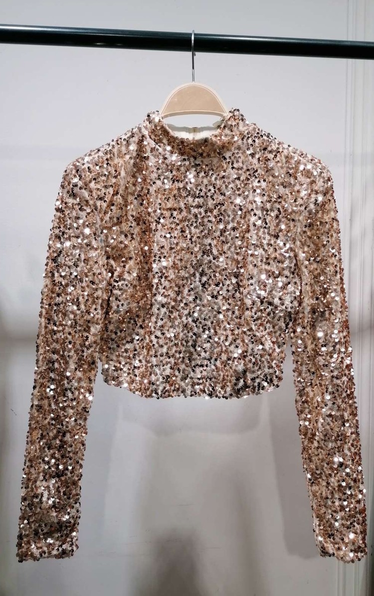 Dasha Sequin Crop Top / Beige