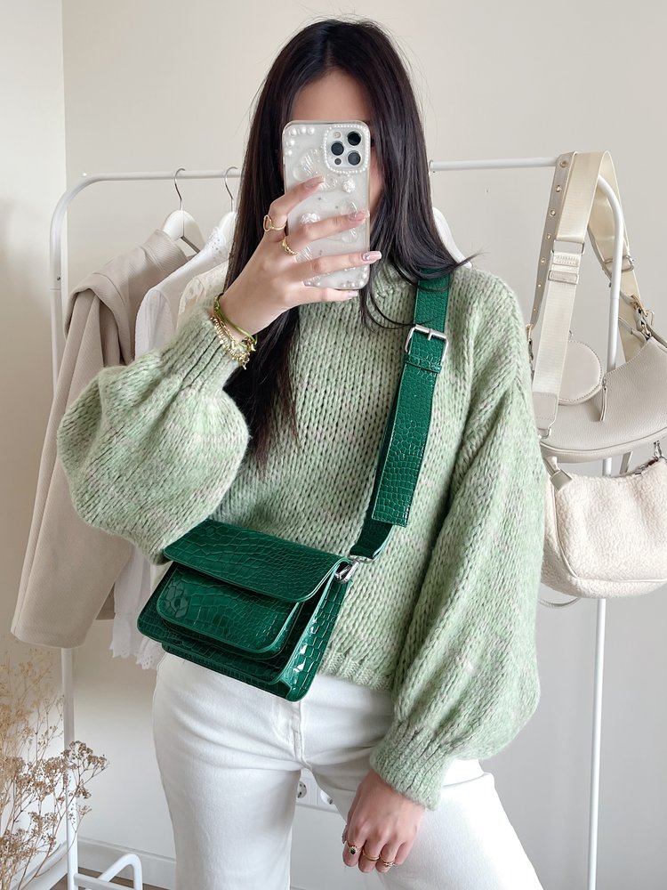 Vayna Croco Crossbody Bag / Green
