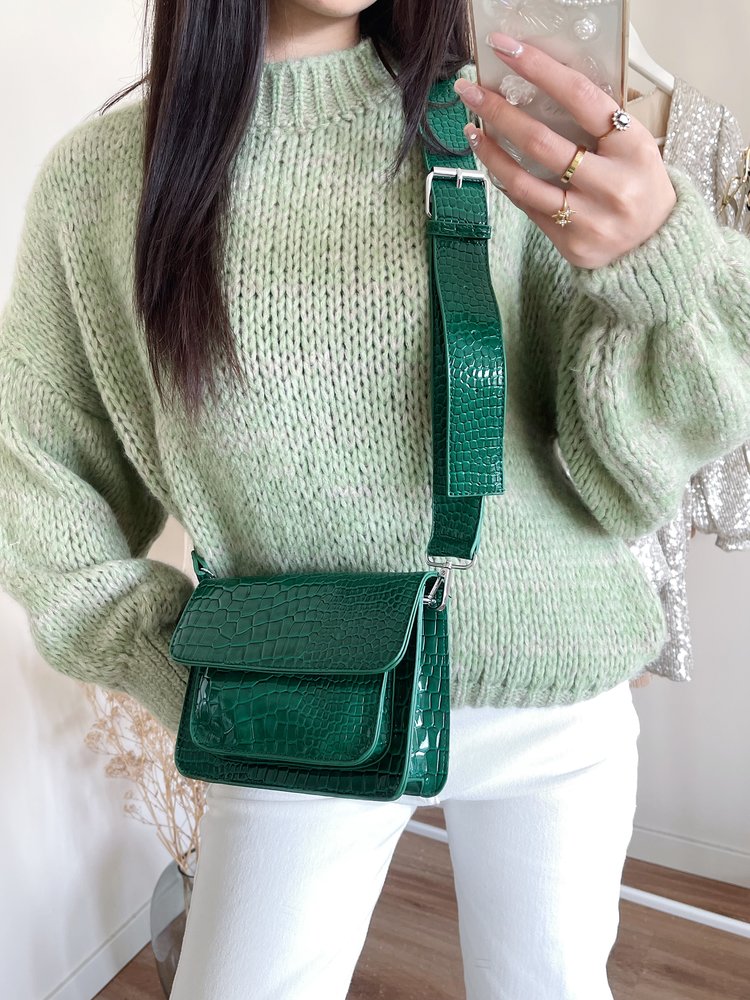 Vayna Croco Crossbody Bag / Green