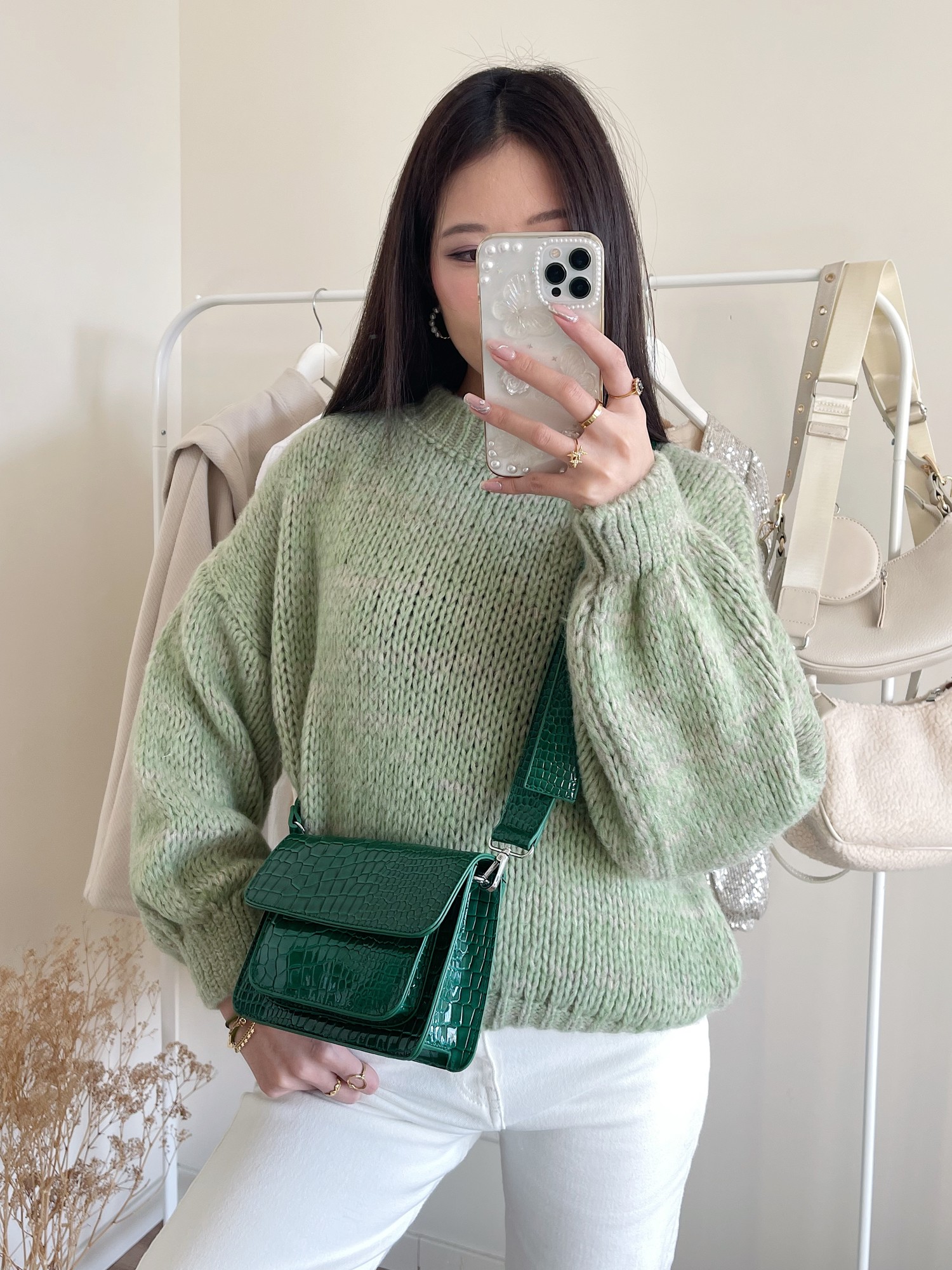FODOKO Checkered Nylon Crossbody Bum Bag - Green Waist Pack For Women - View #3