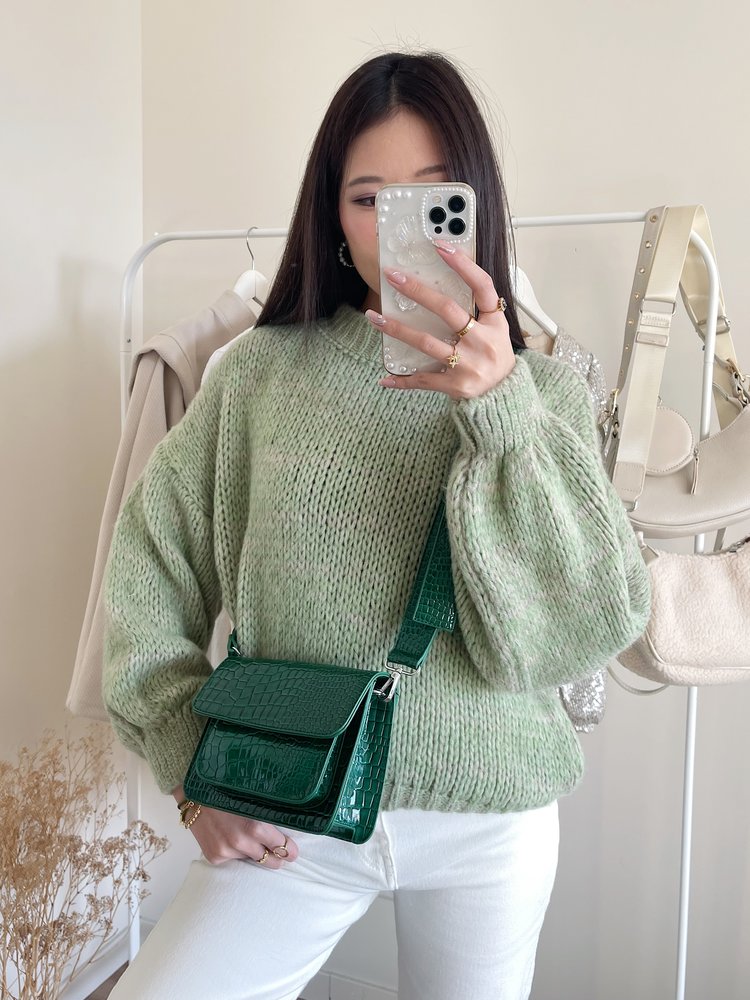 Vayna Croco Crossbody Bag / Green