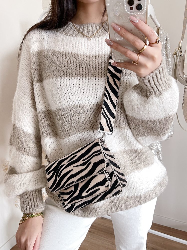 Shima Zebra Crossbody Bag / Beige