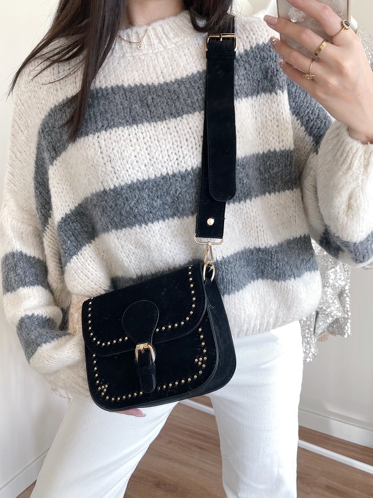 Rhea Studs Crossbody Bag / Black