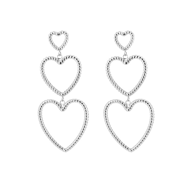 Silver Falling Heart Earrings
