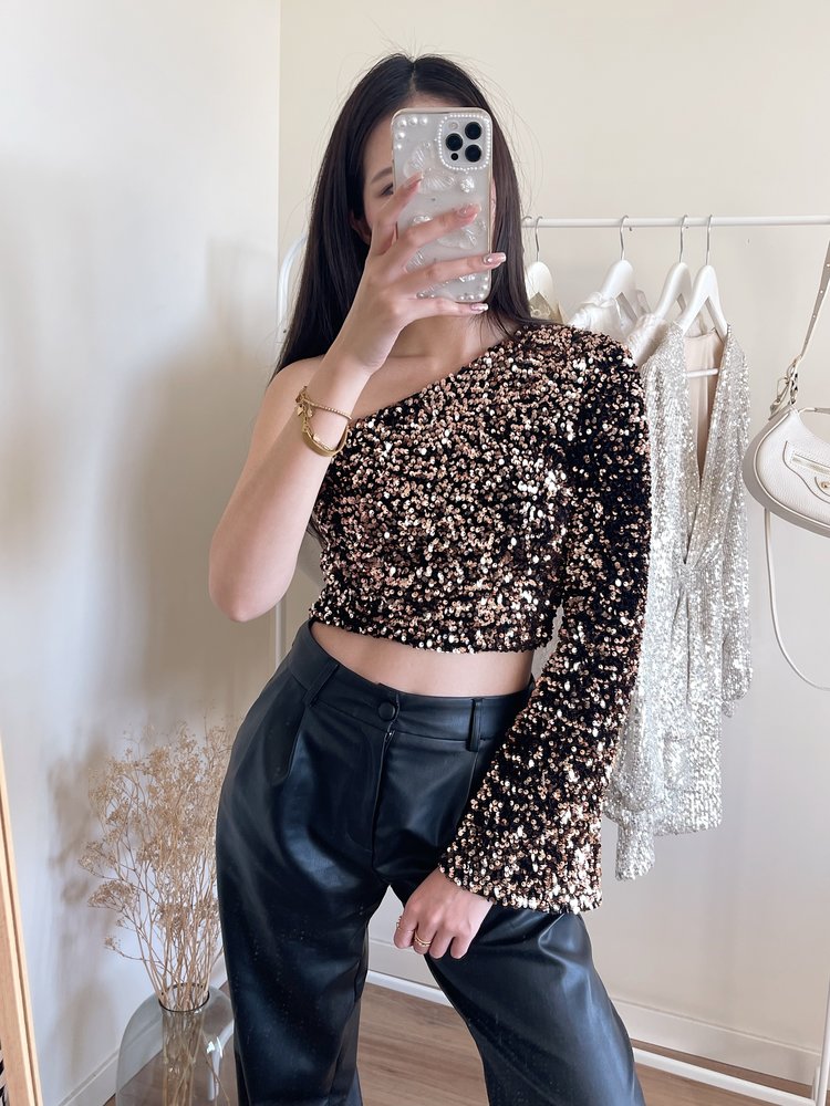 Felice Sequin Crop Top / Gold
