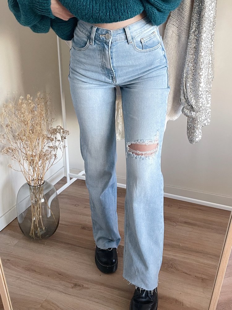 Rika Wide Leg Ripped Jeans / Blue