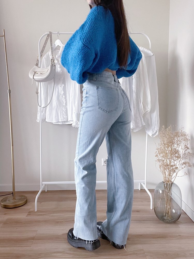 Rika Wide Leg Ripped Jeans / Blue