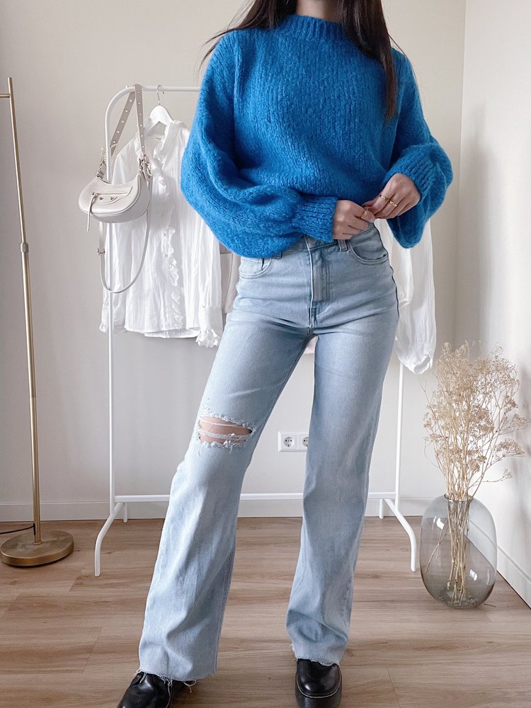 Rika Wide Leg Ripped Jeans / Blue