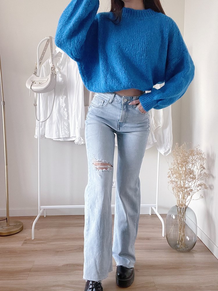 Rika Wide Leg Ripped Jeans / Blue
