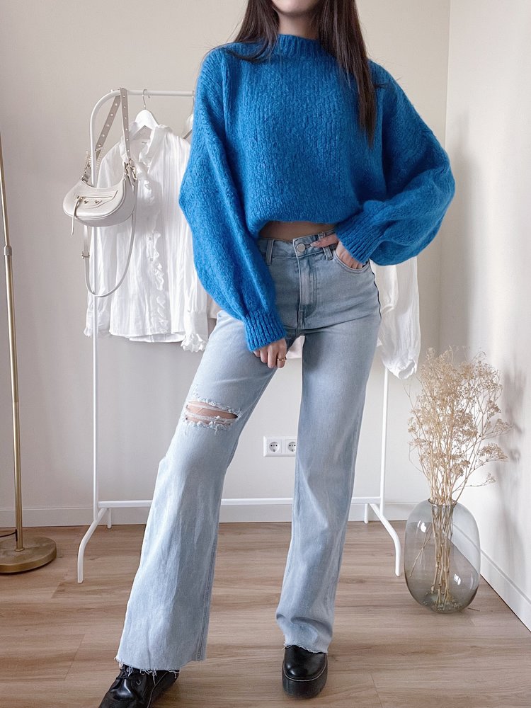 Rika Wide Leg Ripped Jeans / Blue