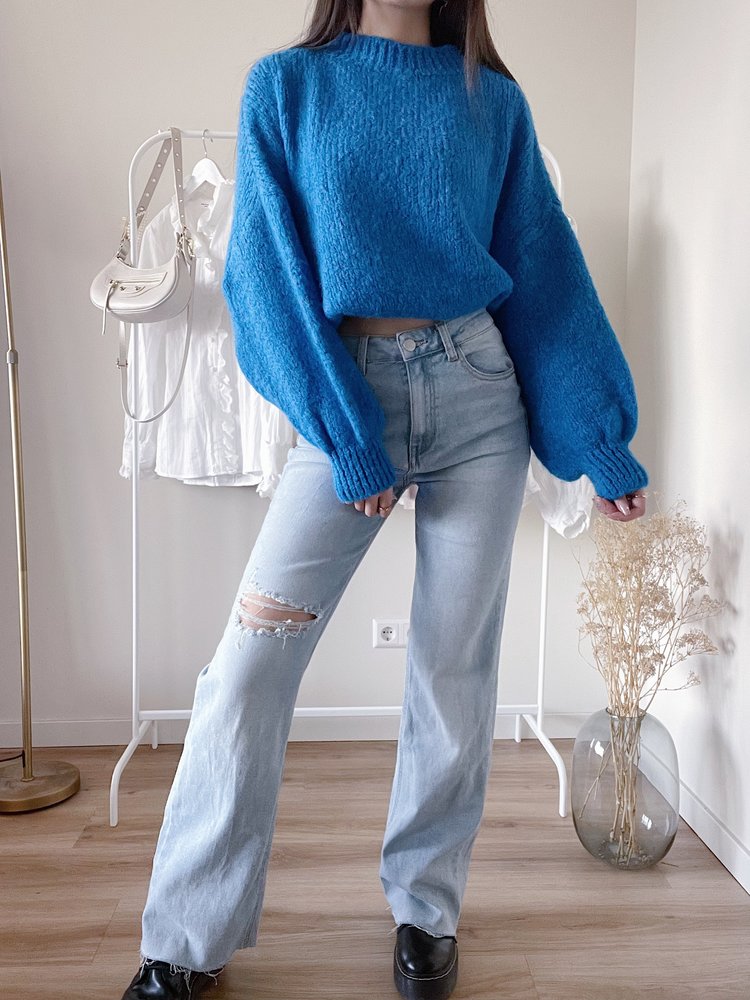Rika Wide Leg Ripped Jeans / Blue