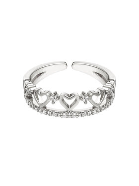 Silver Cute Sparkle Heart Ring